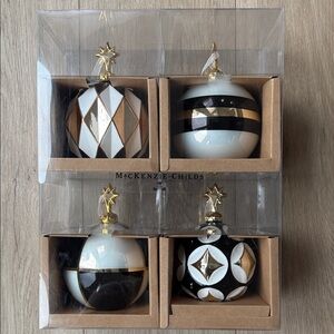 MacKenzie-Childs Black, White, and Gold Ornaments Set